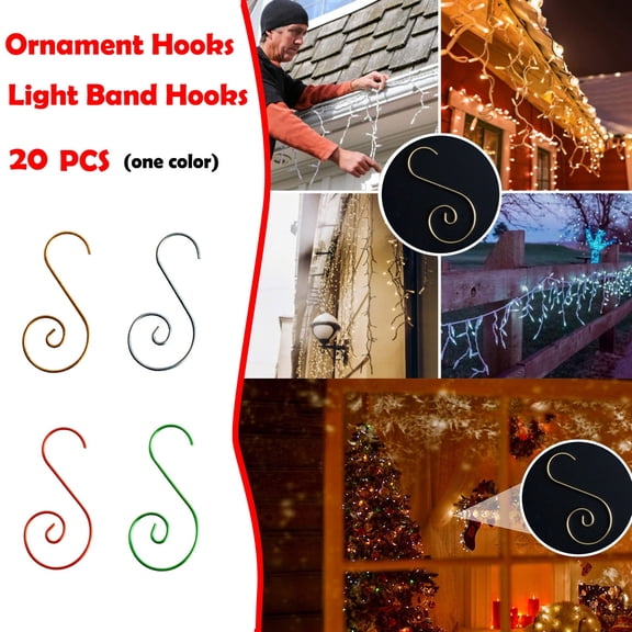 20 PCS Christmas Ornament Hooks, 2" Long Christmas Tree Decorating Metal Wire S-Shape Spiral Christmas Holiday Ornament Hanger Hooks for Hanging Decorations
