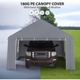 thumbnail image 4 of Hellone Carport 13'X20' Heavy Duty Steel Canopy Adjustable & Portable Garage with 3 Roll-Up Ventilated Side Doors & 5 Windows for Truck Boat Car, Gray, 4 of 8