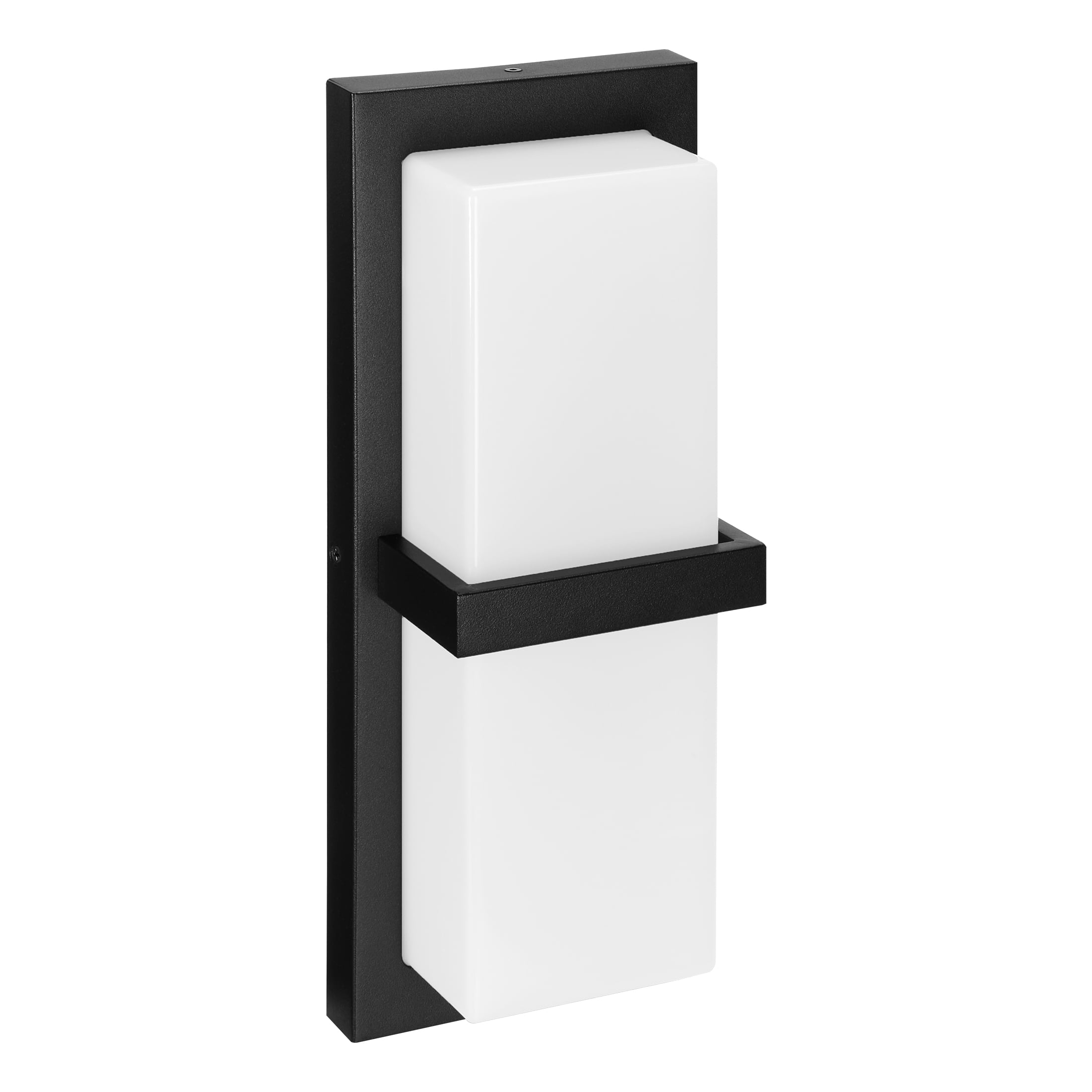 Maxxima LED Outdoor Wall Light, Black w/ Horizontal Bar & Frosted Lens, Modern Porch Light, 1000 Lumens, 5 CCT 2700K-5000K