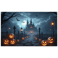 thumbnail image 1 of Gothic Design Halloween Banner with Scary Pumpkins Spooky Castle Backdrop Dark Atmosphere for Halloween Party Decoration, 1 of 5