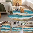 thumbnail image 6 of Ocean Waves Round Living Room Rugs 3.3 ft, Summer Beach Sand Nautical Scenery Washable Area Rug with Non-Slip Sturdy Edge Binding Round Front Door Mat Floor Carpet for Entryway, 6 of 9