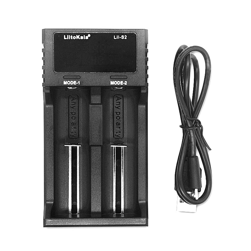 Buy Battery Charger LCD 2 Slots for 18650 26650 21700 18350 AA AA