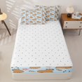 thumbnail image 4 of Manfei Cartoon Capybara Zipper Full Size Comforter Sets with Fitted Sheet and 2 Pillowcases,Cute Flowers Pattern Zipper Bedding Set,Blue,Reversible,4pcs, 4 of 8