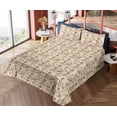 thumbnail image 4 of Ambesonne Nostalgic Fitted & Flat Sheet with Shams 4 Pcs Set, Vintage Watch Butterfly, Queen, Pastel Brown and Taupe Grey, 4 of 5