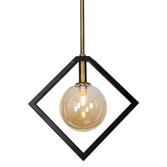 Dainolite 1 Light Pendant, Matte Black & Vintage Bronze Finish