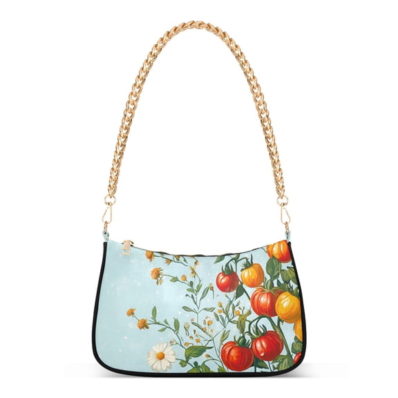 FORMRS Womens Shoulder Bag with Chain Strap Clutch Purse Cute Tote Handbag, Colorful Tomatoes
