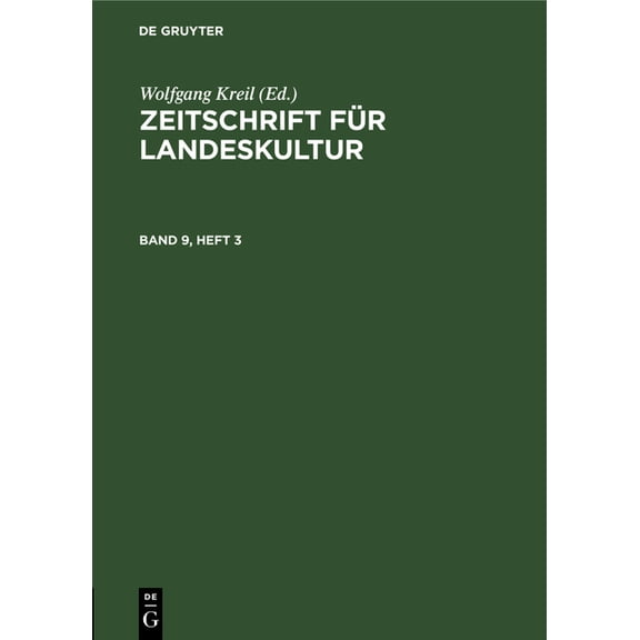 Zeitschrift Für Landeskultur. Band 9, Heft 3, (Hardcover)