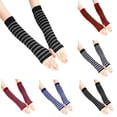 thumbnail image 4 of Resicozy Arm Warmers Fingerless Gloves for Women Cute Y2k Accessories Soft Lightweight Striped Gloves Black, 4 of 4
