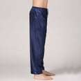 thumbnail image 3 of SWSMCLT Men's Long Pajama Pants Summer Waist Straight Leg Fall Silky Satin Lounge Pajamas Pjs Soft Ankle Elastic Blue Medium, 3 of 4