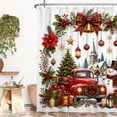 thumbnail image 3 of Red Christmas Shower Curtain,Truck Snowman Winter Holiday Bathroom Curtain 47 x 72 Inch,Polyester Fabric Waterproof Bath Decor with Hooks, 3 of 6