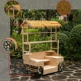 thumbnail image 6 of Vintiquewise Versatile Multi-Tier Shelves Wooden Rolling Cart - Perfect for Festival, Event Stand, Food Tasting Table, Garden Floral Display Rack, & Home Decor with Straw Roof and 2 Black Wheels, 6 of 7