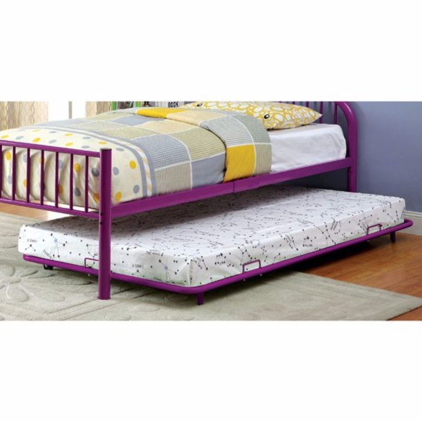 Rainbow Contemporary Style Metal Trundle, Purple