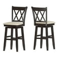 thumbnail image 3 of Weston Home Sheena Double X Back Bar Height Wood Swivel Stool, Antique Black, 3 of 7