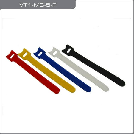 QualGear VT3-MC-5-P Premium Reusable Self-Gripping Cable Ties, 5 Pieces, Assorted (Best Reusable Cable Ties)