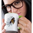 thumbnail image 2 of 3drose, White Daisy and Butterfly Vector Background Removed, 11oz Two-tone Green Mug, 2 of 6