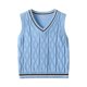 thumbnail image 2 of Odeerbi Chaqueta de Cuello En V de Punto de Cable de Los Niños Color Sólido Sin Mangas Uniforme de La Escuela, 2 of 9