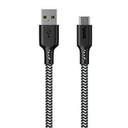 onn. 10 ft USB Type A to C Charging and Data Braided Cable, Compatible with iPhone 15, Black