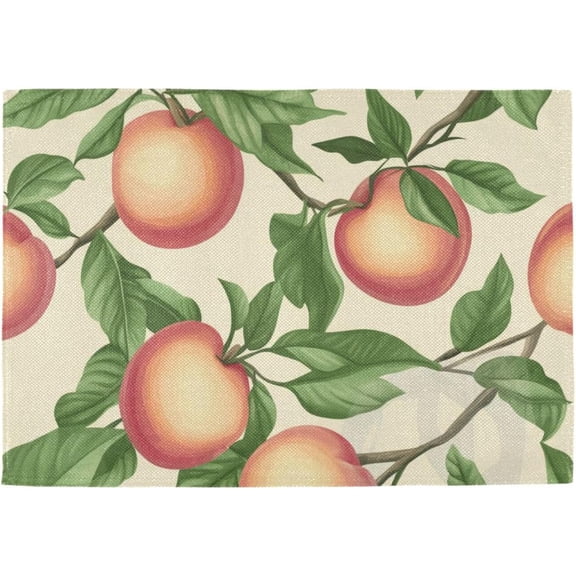 4 Pack Placemats Peaches Fruits Seamless Place Mats Set Double-Sided Dining Table Mats