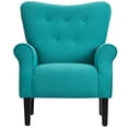 thumbnail image 4 of Modern Wing Back Accent Chair Roll Arm Living Room Cushion with Wooden Legs, 4 of 7