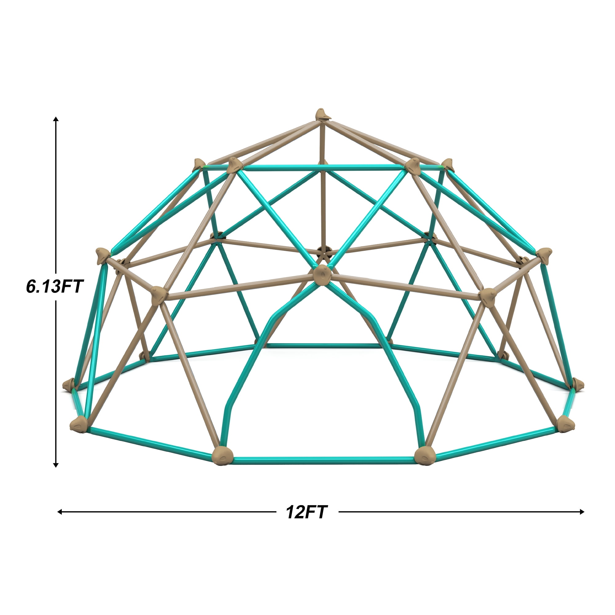 12ft Geometric Dome Climber Play Center for Kids, Outdoor Jungle Gym Climbing Tower with Hammock, Rust & UV Resistant Steel Supports 1000 LBS