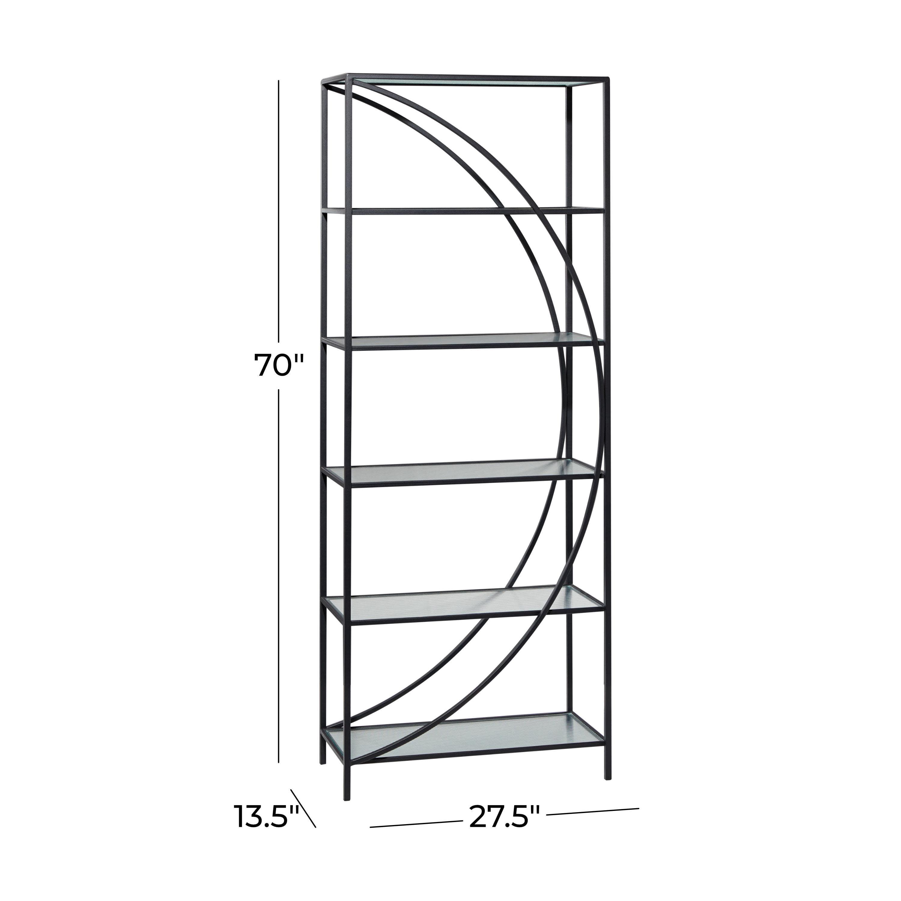 DecMode 28" x 70" Black Metal 6-Tier Shelving Unit, 1-Piece