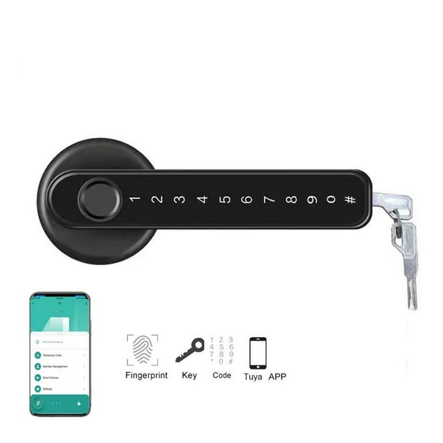 TTlock Tuya Smart Home Fingerprint Electronic Door Lock Password APP Mechanical Key Security Biometric Handle Lock ,Smart and Convenient