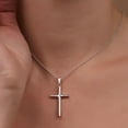 thumbnail image 4 of Bling Jewelry Womens Minimalist Tube Cross Pendant Necklace Polished Silver, 4 of 5