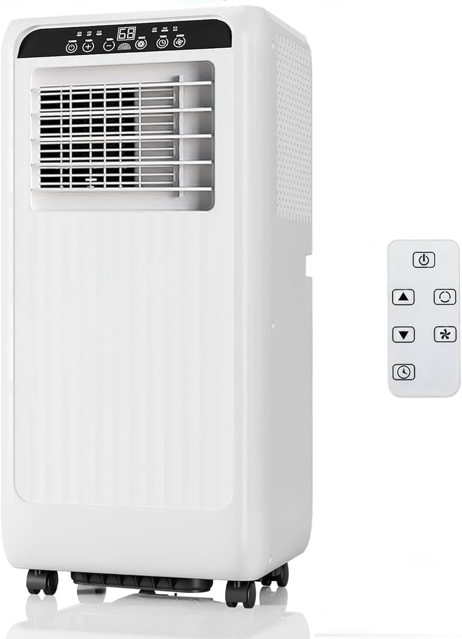 8000 BTU Portable Air Conditioner, 3 In 1 AC Unit for 350 Sq.Ft. with Built In Dehumidifier, 2 Speed Fan, Timer, Remote, Led Display, Small Air Cooler for Bedroom RV, White
