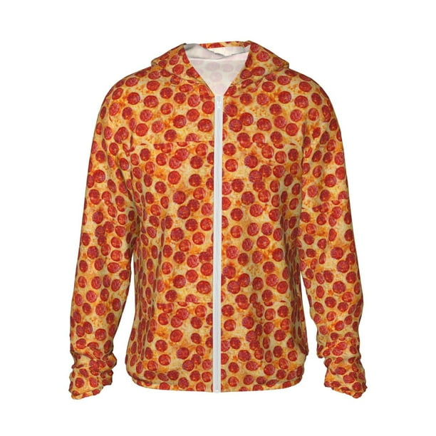 Fotbe Pizza Chaqueta con Protección Solar UPF 50+ para Hombre y Mujer, Camisa con Capucha y Bolsillos-X-Large