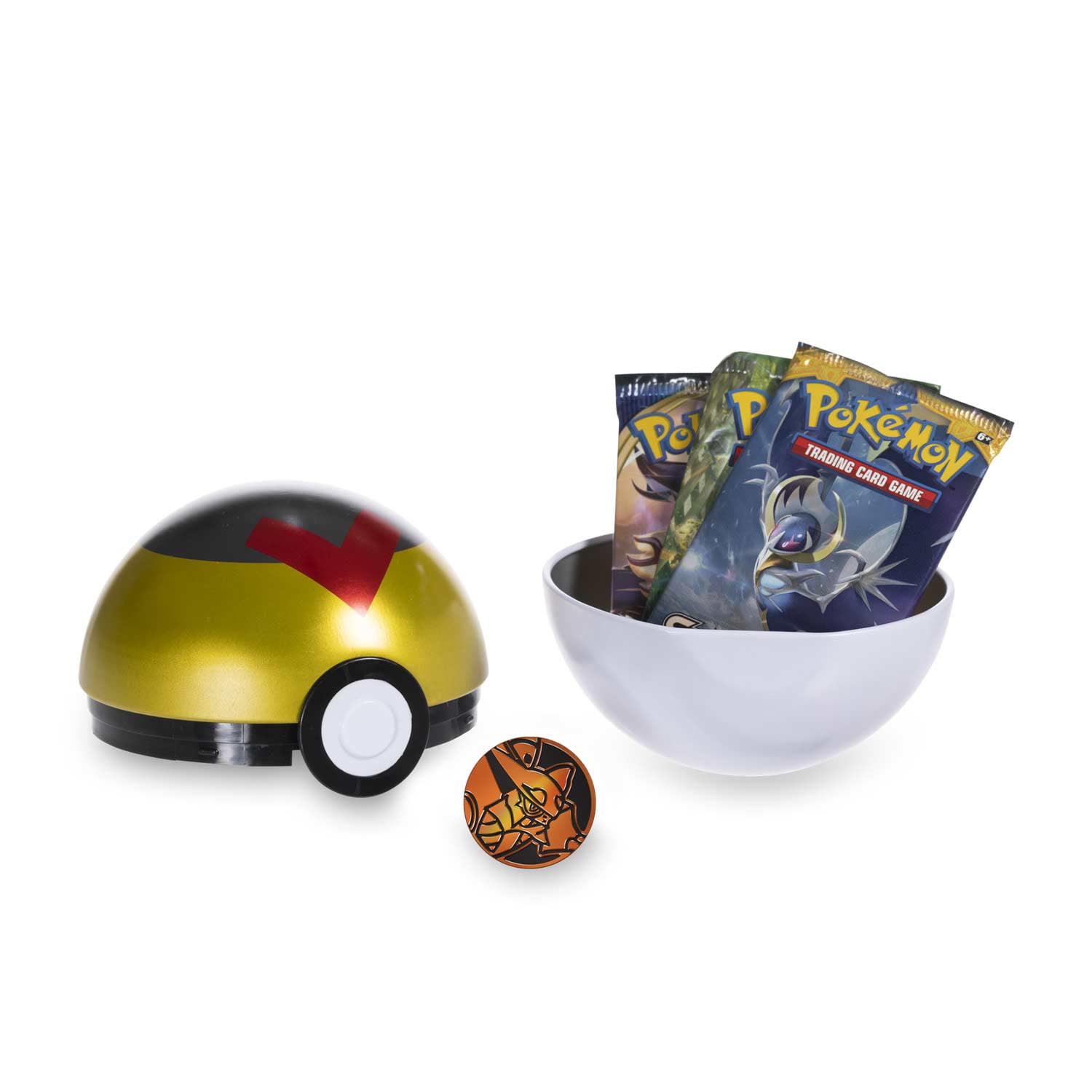Pokemon TCG 2021 Premier Ball Pokeball Tin Set 3 Booster Packs & Coin! 