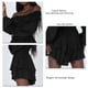 thumbnail image 5 of Mono con hombros descubiertos, manga larga, dobladillo con volantes y estampado de lunares, vestido informal para mujer, negro, XL, 5 of 6