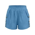 thumbnail image 4 of ZHYou No Boundarie Womens Casual Summer Shorts High Waist Elastic Waist Loose Fit Button Side Shorts with Pockets Sky Blue Size 2XL, 4 of 5