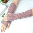 thumbnail image 2 of WREESH Women's Winter Fashion Knitted Warm Half Finger Gloves Open Finger Arm Covers for Style and Warmth Pink, 2 of 4