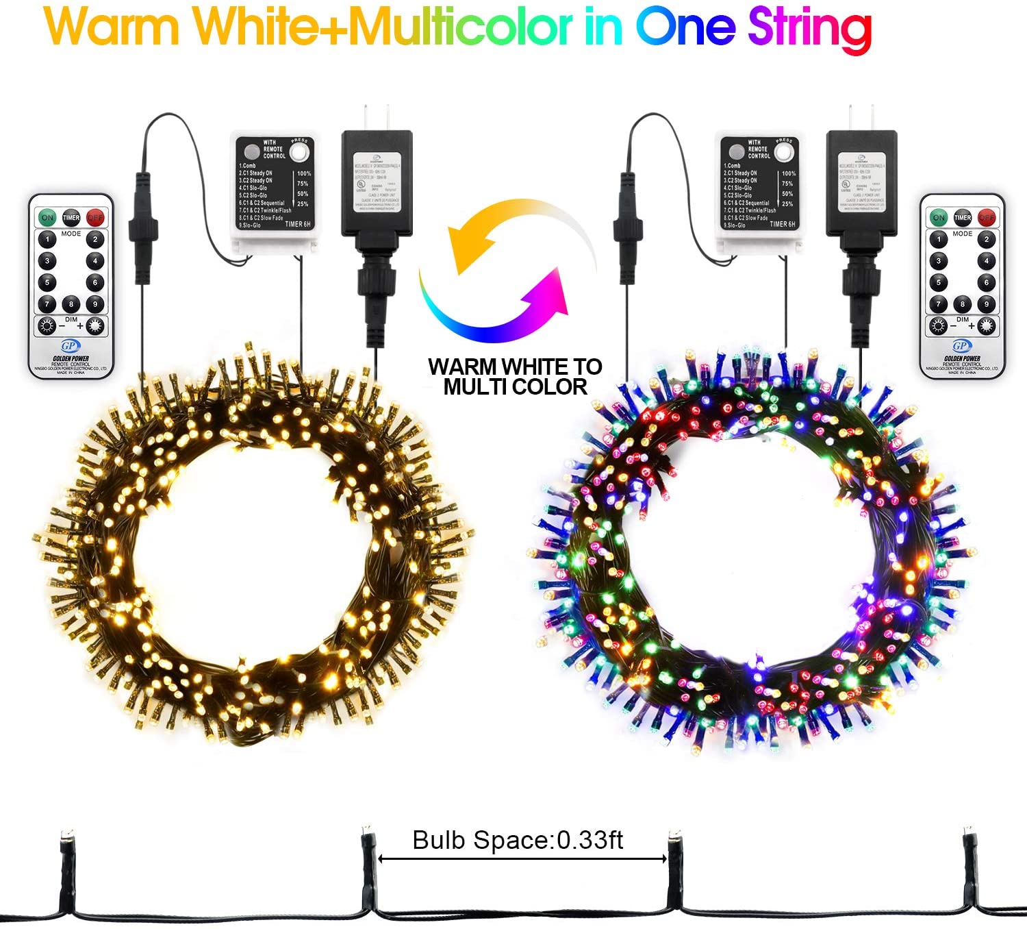 9300円 半額 送料無料 Chiclits Technology 10M 100 LED String Lights Multi Color Changing