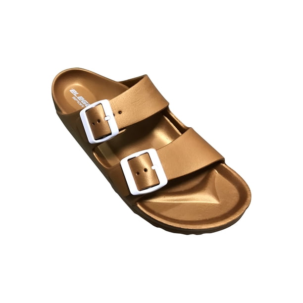 Sandalia para Dama Color Metálico con doble Hebilla ajustable elega SPORT SV-054-1-M