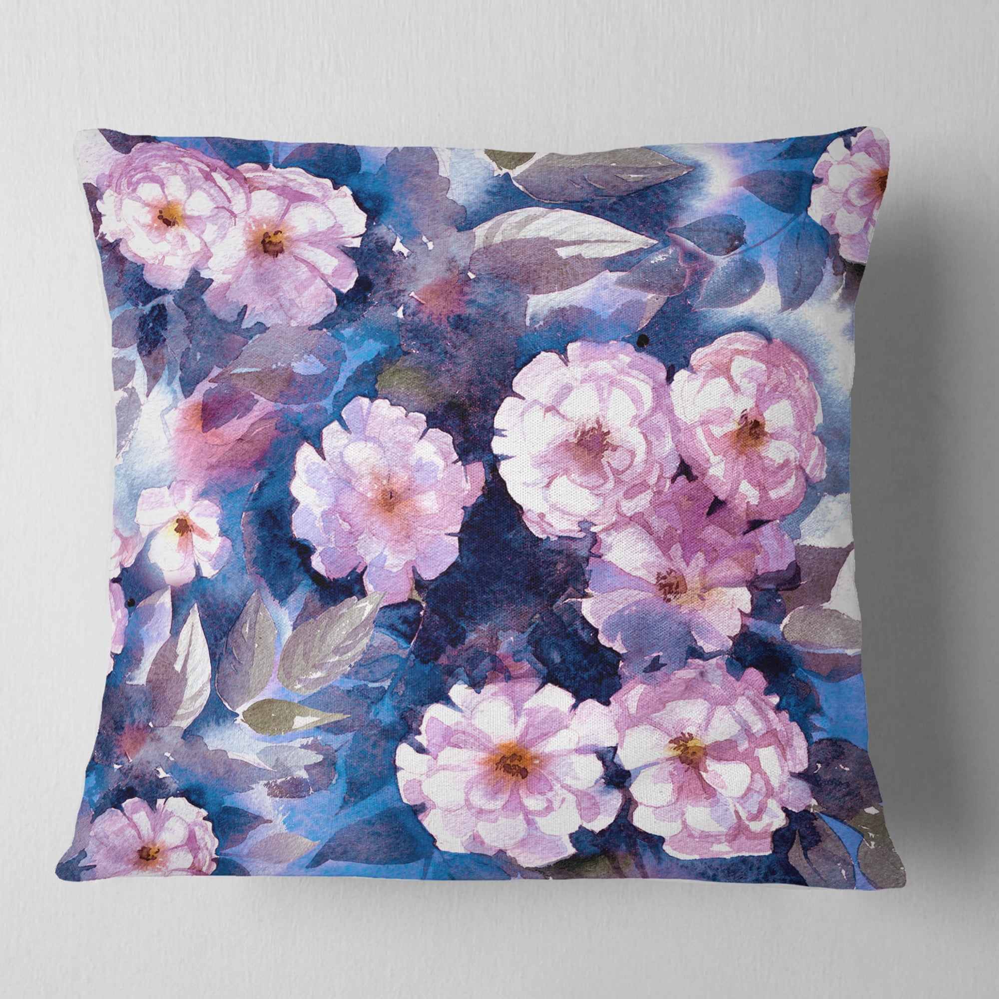 Designart White Briar in Classical Style - Floral Throw Pillow - 18x18