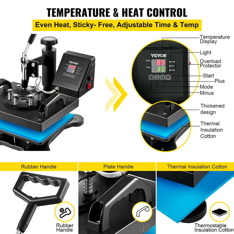 12X10 Inch Heat Press Dual Digital Heat Press Machine 650W Swing Away Heat  Press T-Shirt