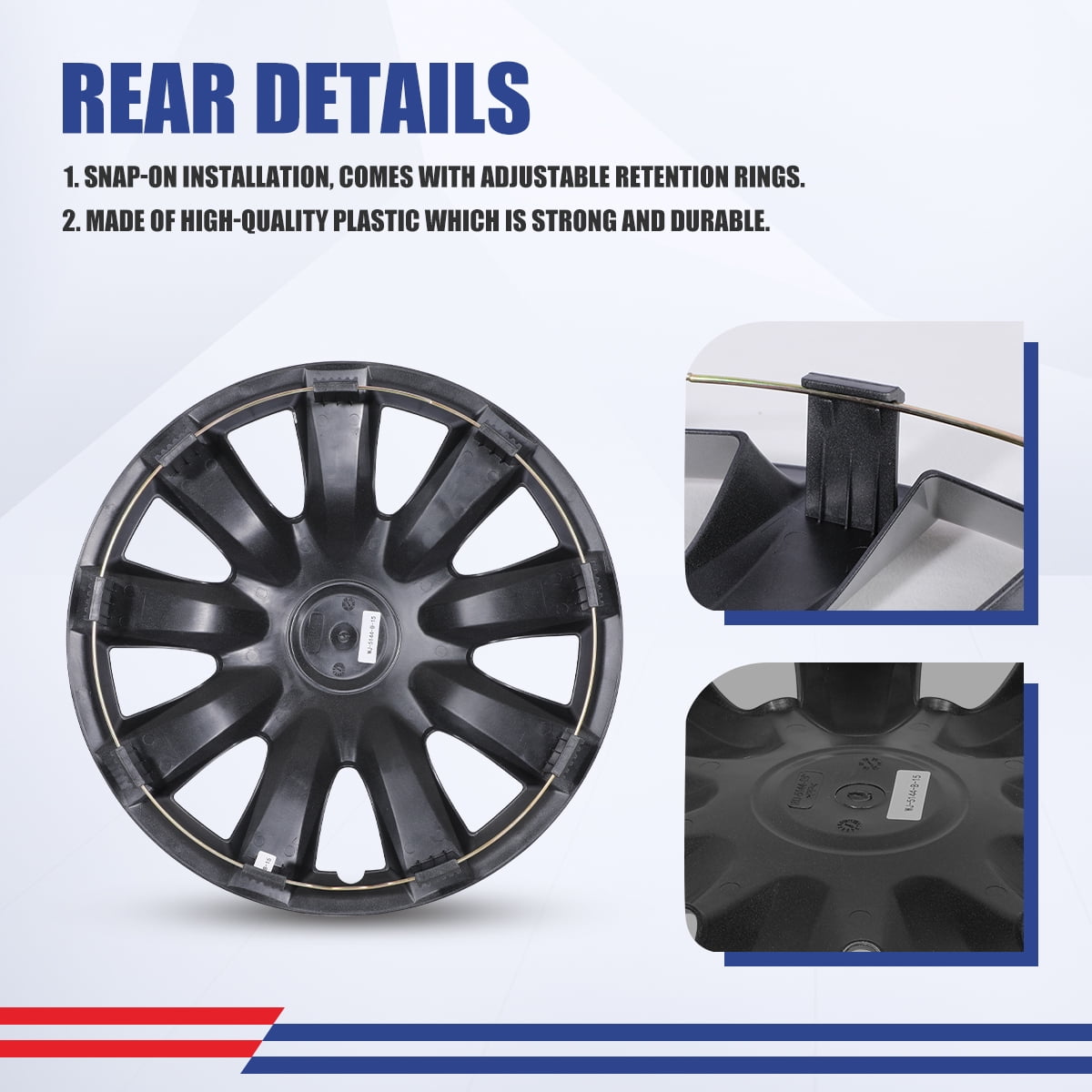 15 inch 1 Piece Hubcap Wheel Rim Cover R15 for 2002-2006 Toyota Camry Snap-on Installation Lacquer