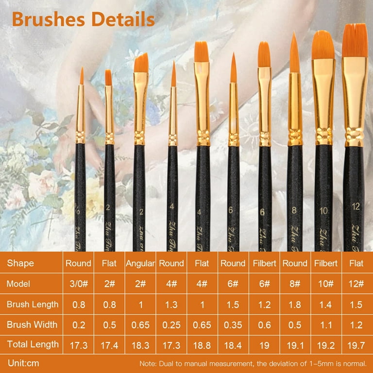 Anself 12pcs Professional Paint Brushes Nylon Hair Delicate Wooden Handle  Paintbrush Painting Brushes Kit Gift for Artists Children Adults for  Acrylic