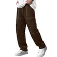 thumbnail image 4 of Ovbmpzd Brown Mens Outdoor Hiking Cargo Pants Plus Size Straight-Leg Pants Durable Elastic Waist Men's Outdoor Pants, 4 of 6