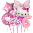 thumbnail image 3 of Juego de 9 globos de Hello Kitty de Sanrio con dibujos de gatos, globos de aluminio con números de 32 pulgadas para decoración de fiestas de cumpleaños de niñas, suministros para baby shower, 3 of 5