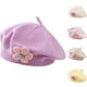 thumbnail image 1 of Boina para niña, gorro cálido de invierno para niño pequeño, gorro de punto francés, boina de flores bonita para bebé de 3 a 48 meses, color morado, 1 of 4
