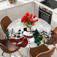 thumbnail image 2 of Gray Omber Snowman Christmas Table Cloth, Round Fitted Tablecloths with Elastic Edge, Xmas Tree Winter Snowman Wipeable Waterproof Table Cover for Kitchen Wedding 36-44 Inches, 2 of 4