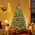 thumbnail image 2 of Pre-lit Artificial Christmas Tree with Incandescent Warm White Lights, Snow Flocked Full Prelighted Xmas Tree W/820 Branch Tips, 250 Incandescent Lights & Foldable Stand, 2 of 18