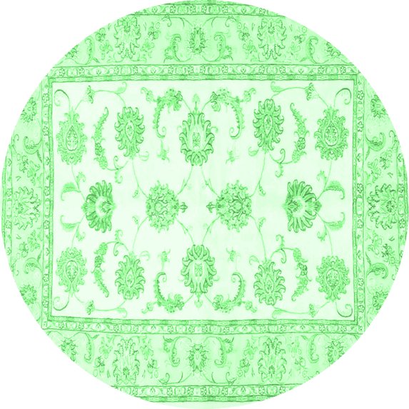 Ahgly Company Indoor Round Oriental Emerald Green Traditional Area Rugs, 7' Round