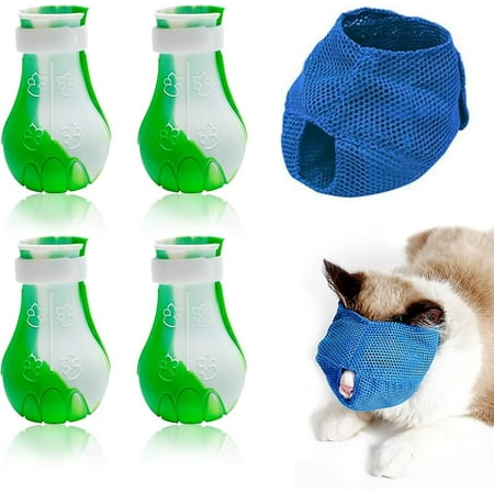 4Pcs Cat Boots for Cats Only Paw Covers Protectors Claws Shoes Paws Wound Boot Silicon Anti Scratch Cat Mittens for Bathing  Nail Clipping  Ears Cleaning  Treatment (Light Blue)