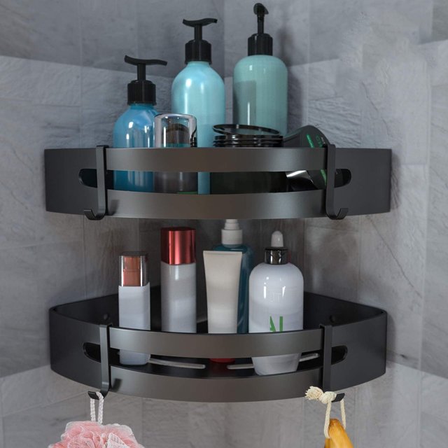 OUNONA 2Pcs Bathroom Shower Shelves Stainless Steel Storage for Kitchen Household Users