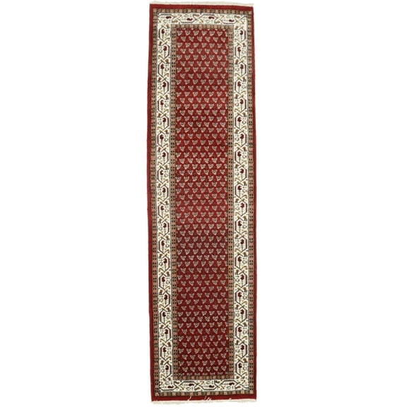 Red Floral 2'6X9 Indo Botemir Oriental Runner Rug
