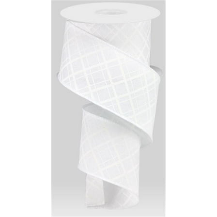 Thick/Thin Diagonal Stripe Ribbon - White/White - 2.5" X 10YD