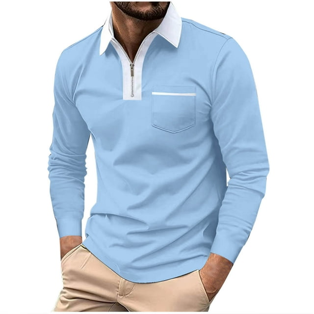 Birdeem Chemise de Golf à Manches Longues pour Hommes, Couleur Unie, Poche, Manches Longues, Col Rabattable, Chemise de Golf Mode, Hauts, Chemises Chaudes à Manches Longues pour Hommes